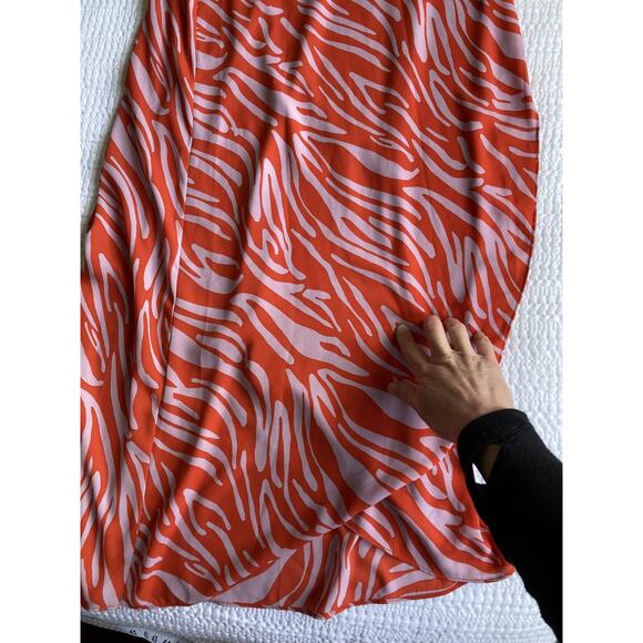 Cabi Saunter Kimono Maxi Dress‎ Sz S High Low Zebra Orange Purple 5795 Faux Wrap - Picture 12 of 16